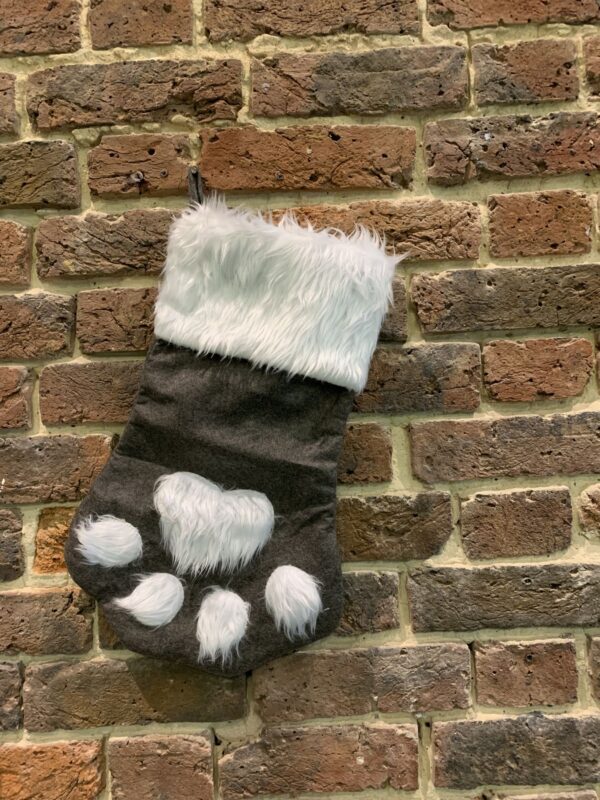 Santa Paws Doggy Christmas Stocking - Grey