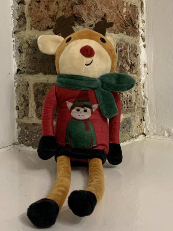 Festive Reindeer Plush Toy with Rope Legs - Squeaker!!